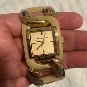 Michael Kors MK-4230 Gold Chain Link Watch with Ivory Resin Accent